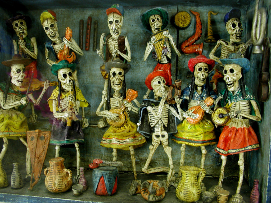 skeletons playing music 
