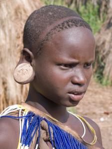 a child with stretched earlobes