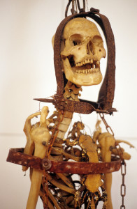 skeleton stuck in a torture rack