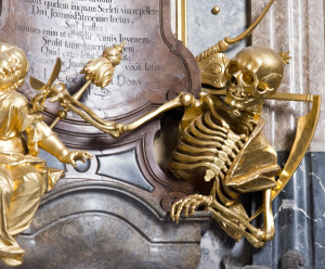 gold skeleton at Asam Church