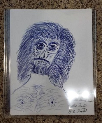 Ottis Toole Autographed Self Portrait drawing